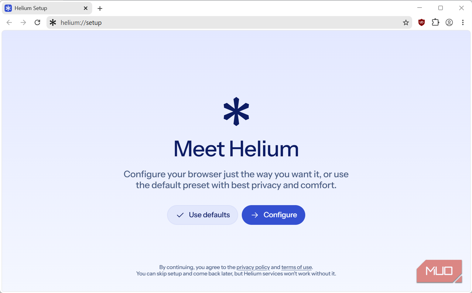 Starting with Helium browser
