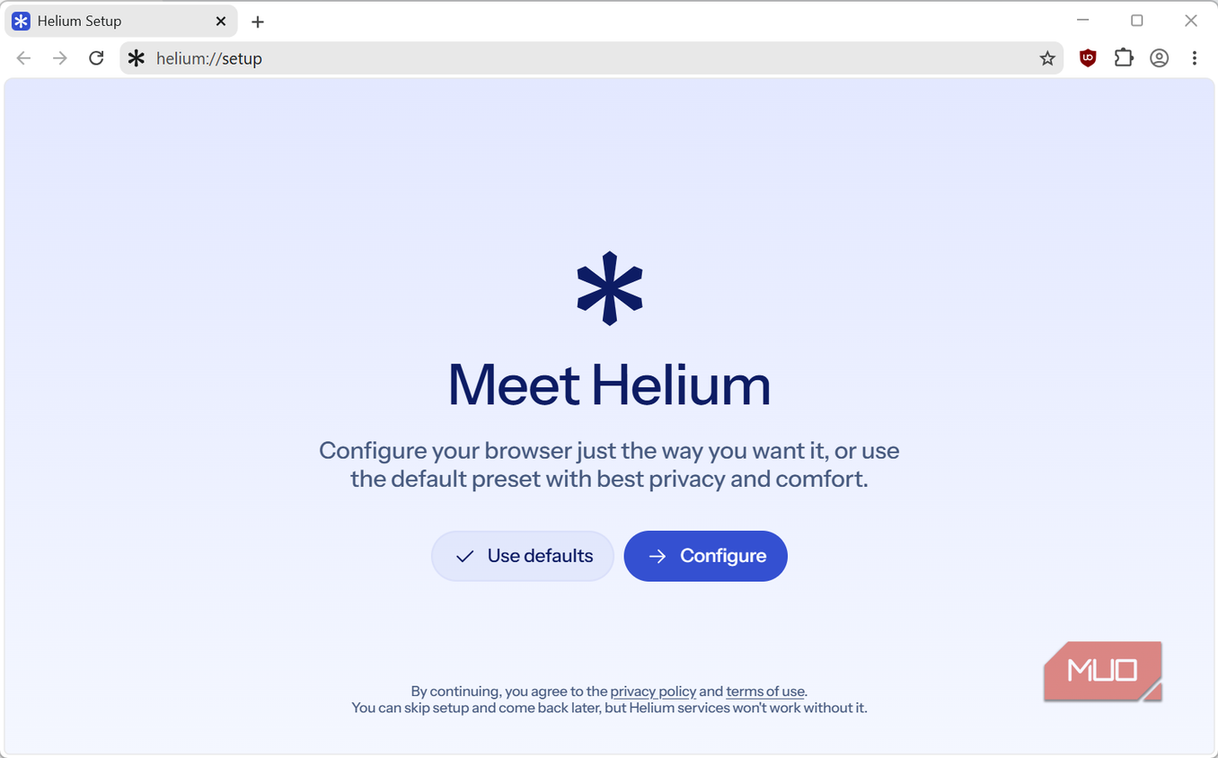 Starting with Helium browser