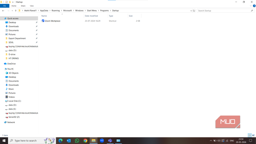 The Windows Startup folder where you can add program shortcuts