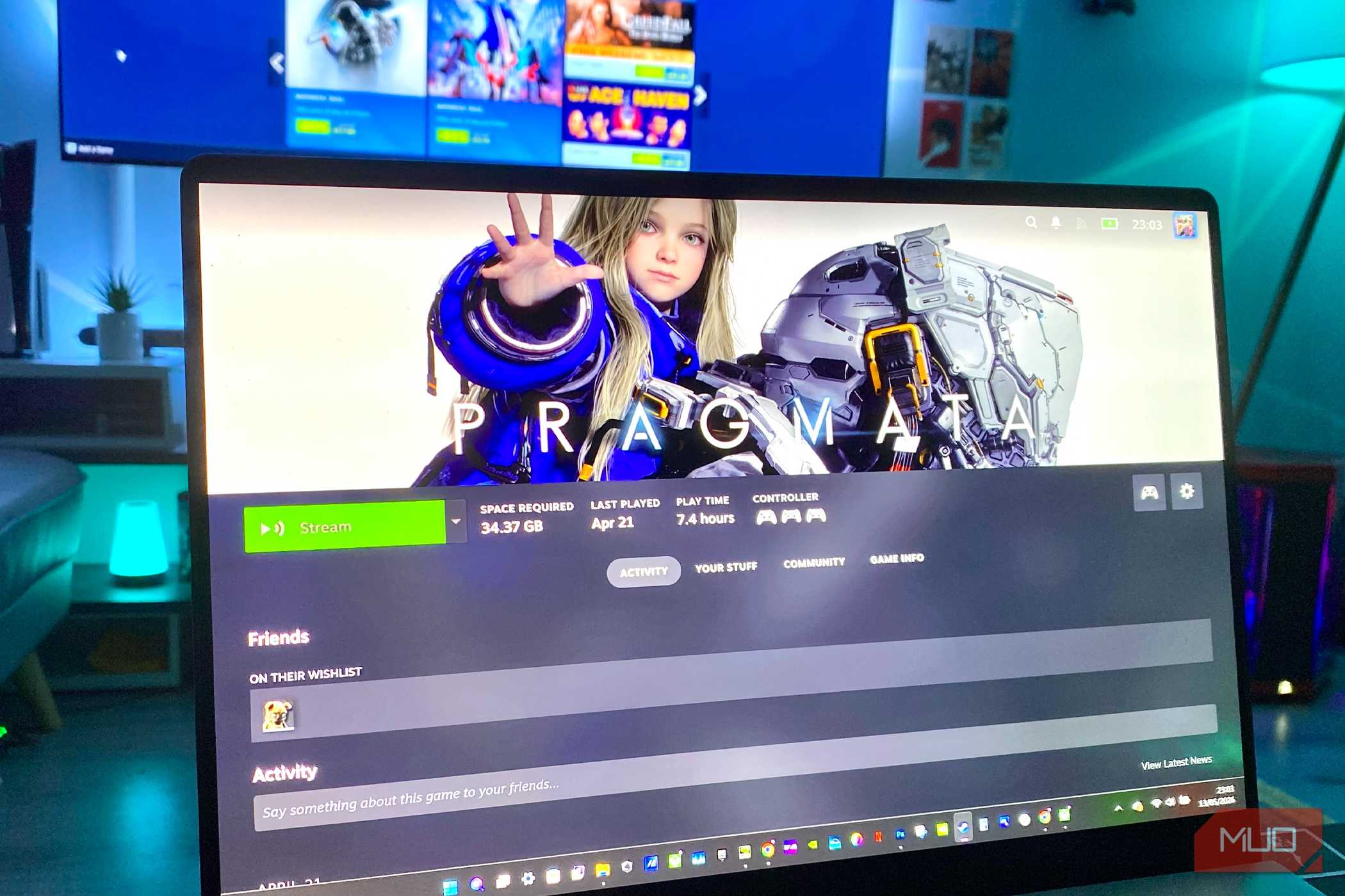 Pragmata Steam streaming on a laptop