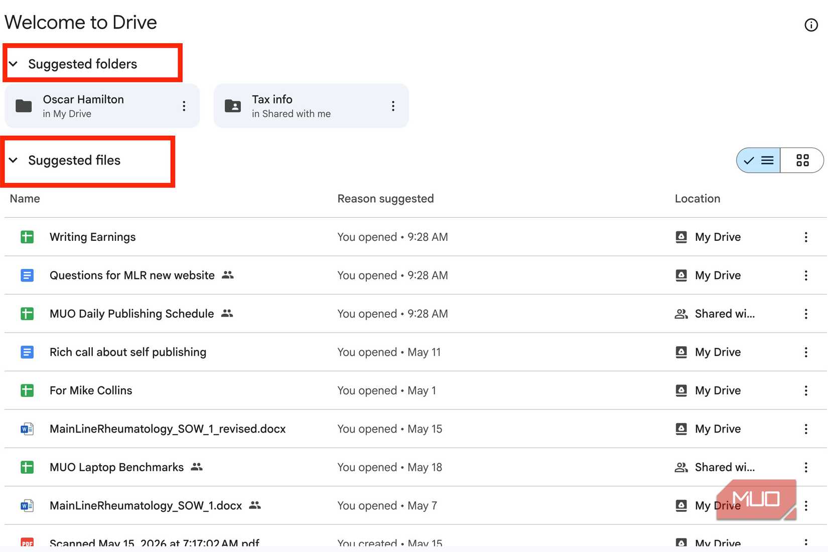 google drive suggestions
