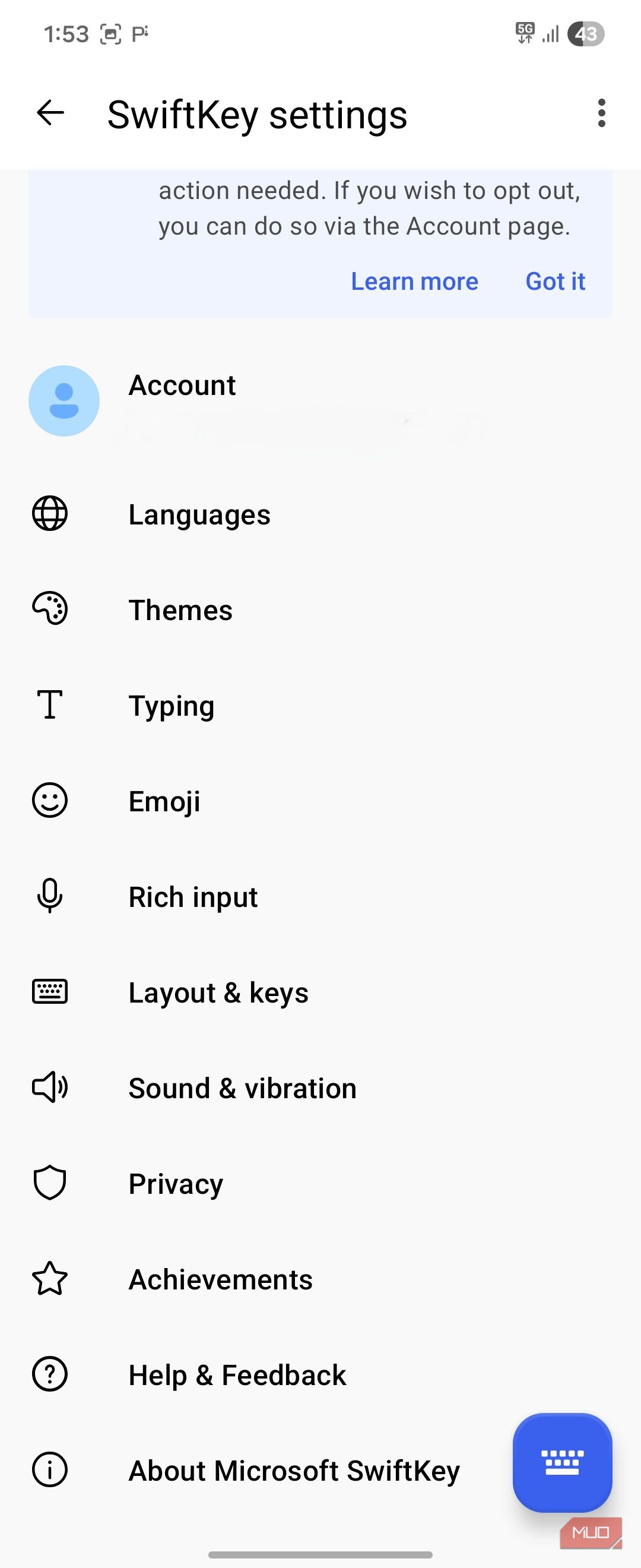 Swiftkey Sync settings on Android (1)