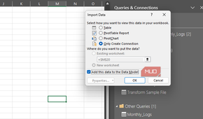 The Import Data dialog box for Power Query in Excel.