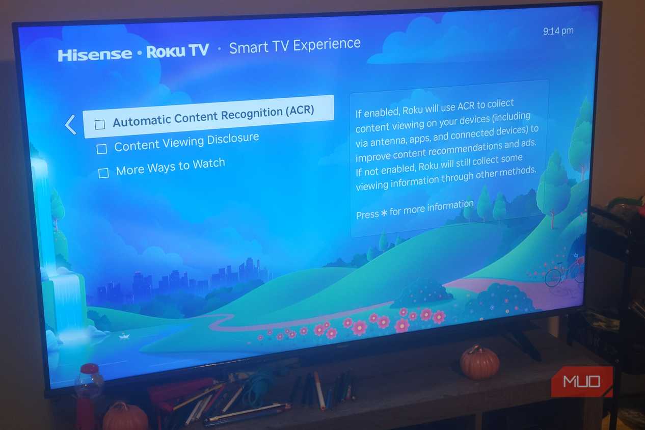The Menu options on a Roku