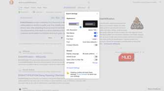 The settings page in the search results of DuckDuckGo