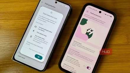 Theft protection screens on two Android phones