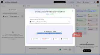 adding the transcript to NotebookLM