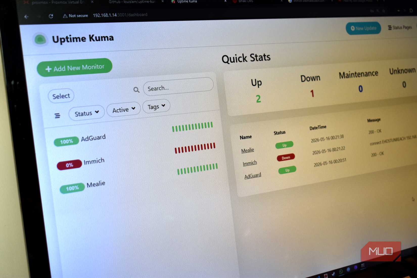 uptime kuma self hosted tracker.