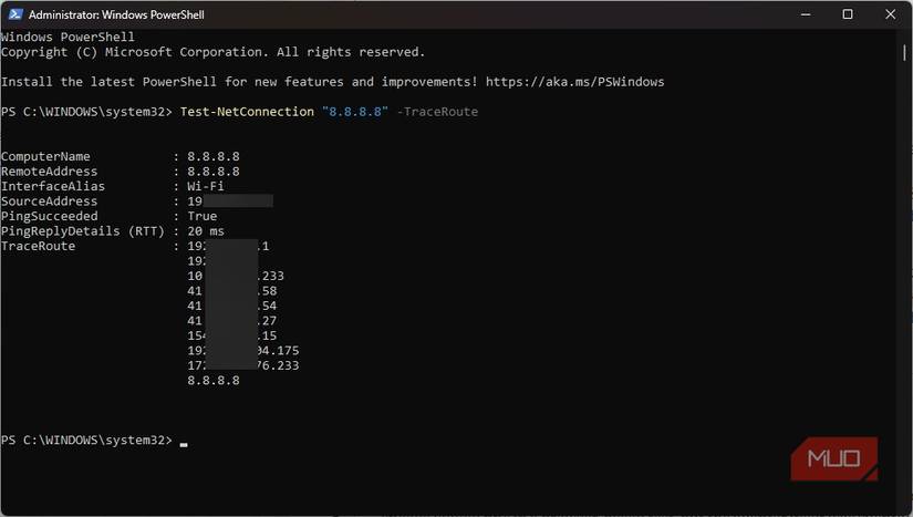 Using the Test Connection command
