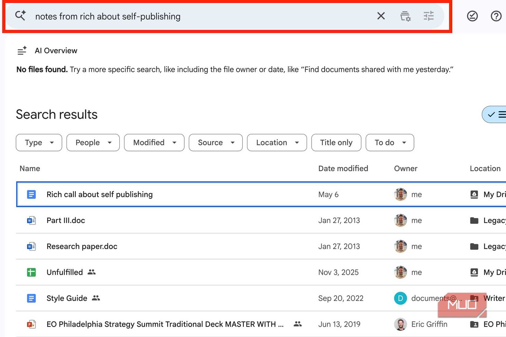 vibe search on google drive