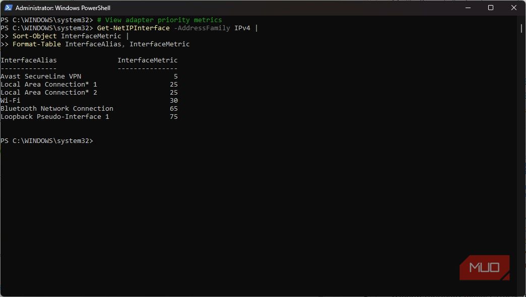 View adapter priority metrics
