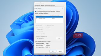 Virtual memory on Windows PC