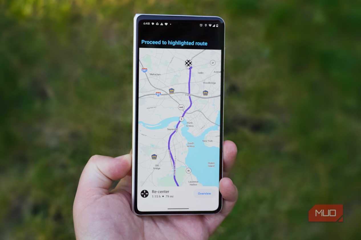 Waze with highlighted route