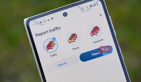 Reporting traffic in the Waze app.