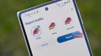 Reporting traffic in the Waze app.