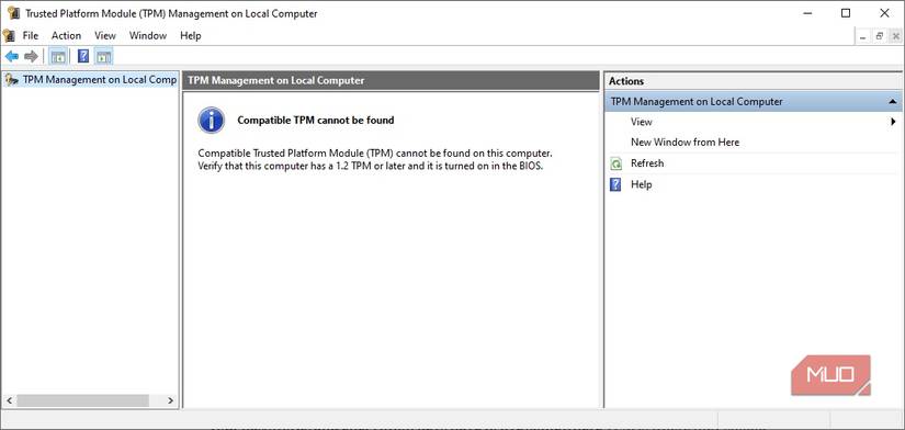 windows 10 without tpm enabled.