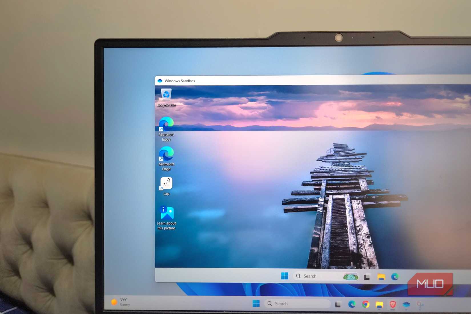 Windows Sandbox window on a laptop