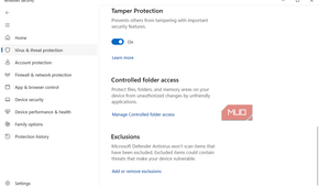 Windows Security Exclusion option