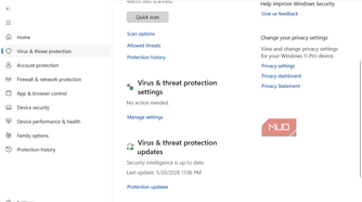 Windows Security virus protection