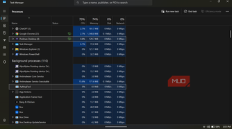 Windows Task Manager showing the Podman Desktop process.