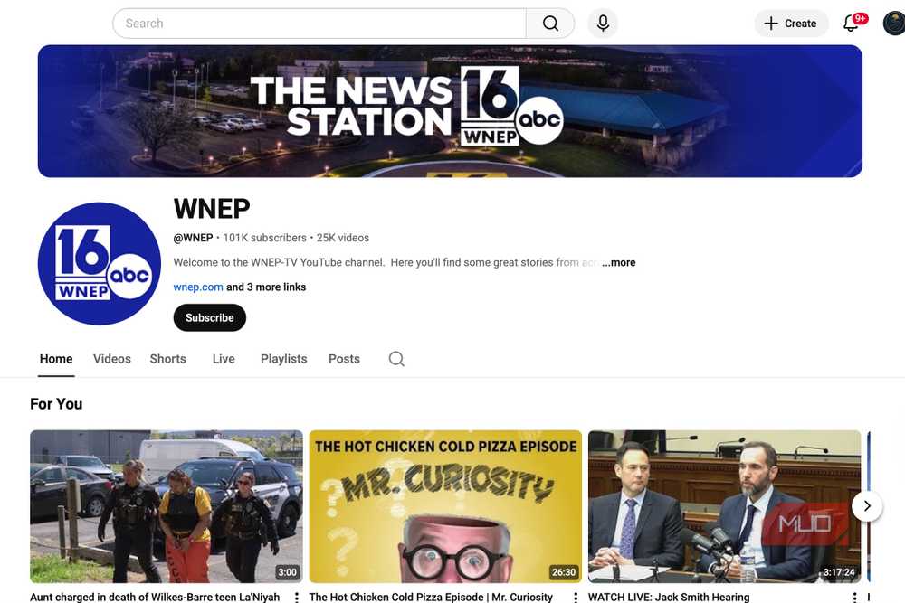 Local stations like WNEP stream newscasts directly on YouTube