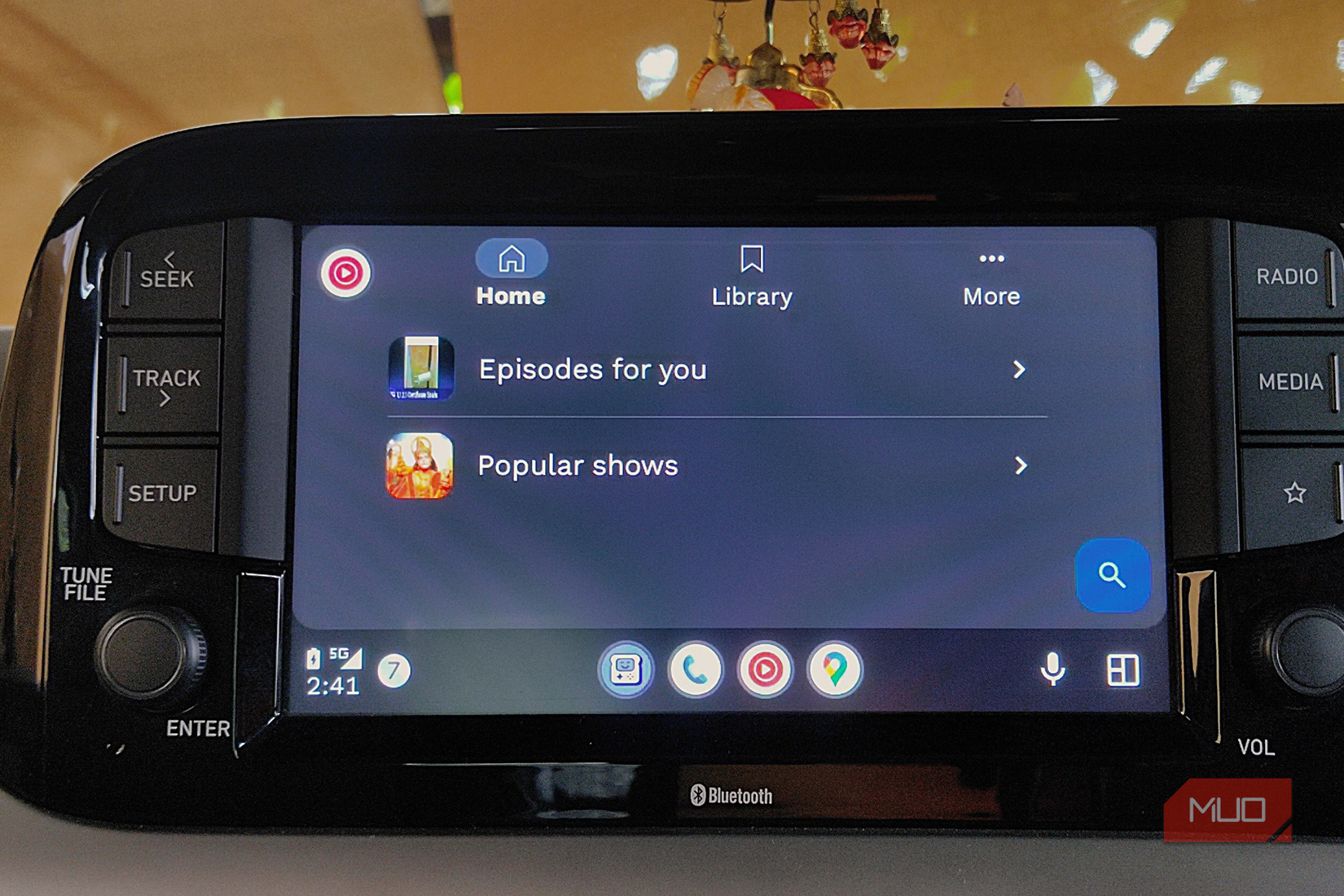 YouTube Music opened on Android Auto dashboard