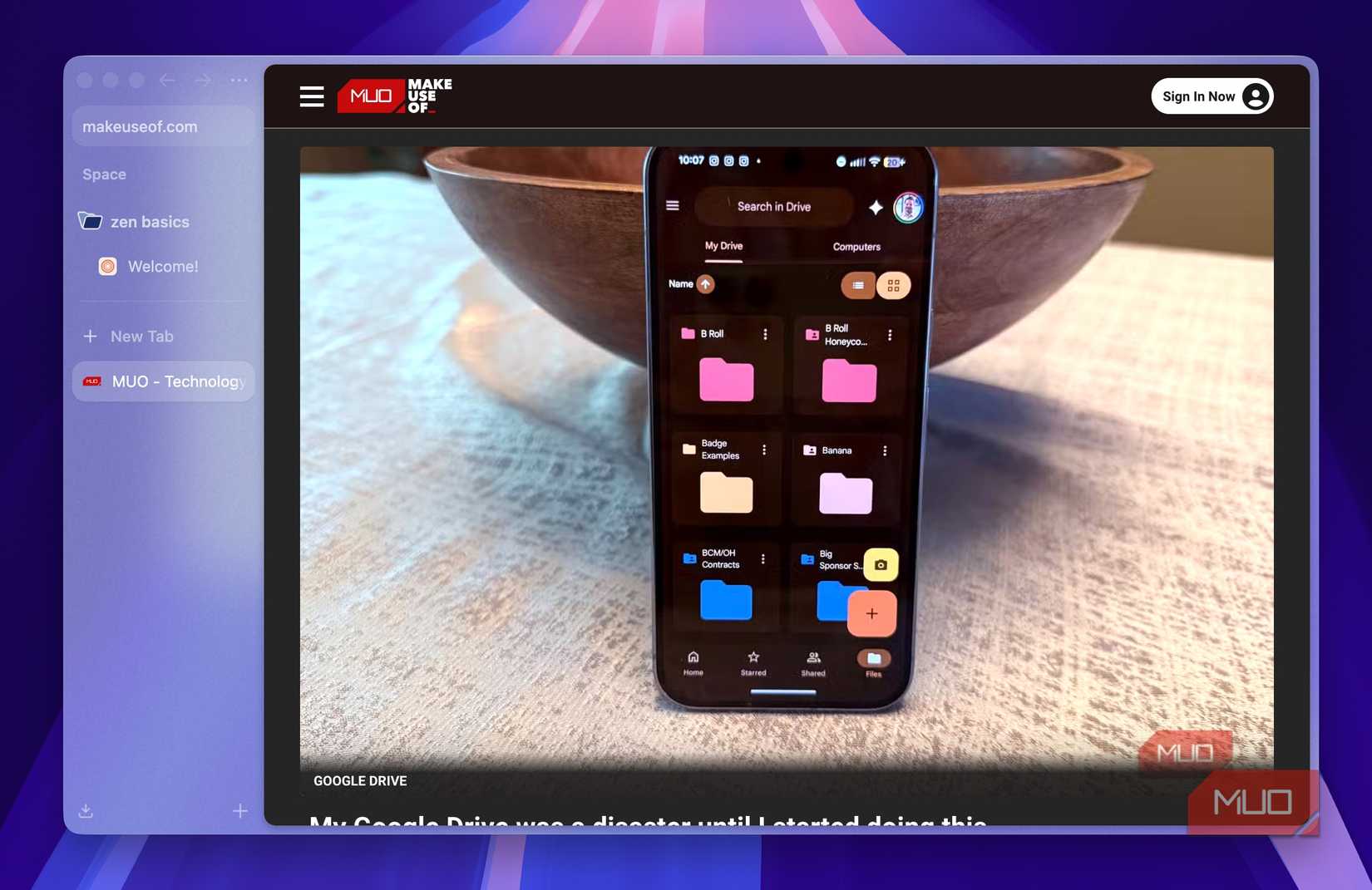 Zen Browser with the sidebar clearly visible