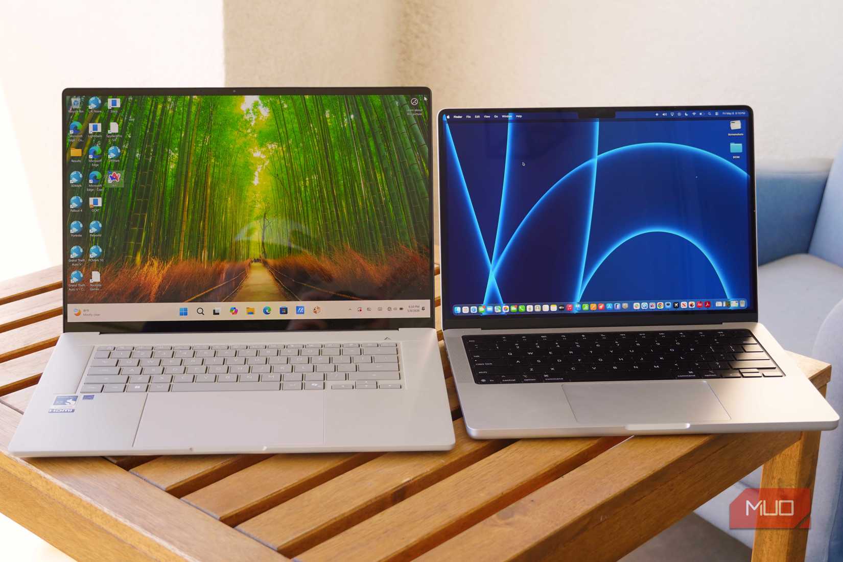 The Zenbook A16 compared to the MacBook Pro.