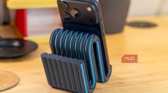 3D printed phone holder rear view with iPhone camera and ribbed support.