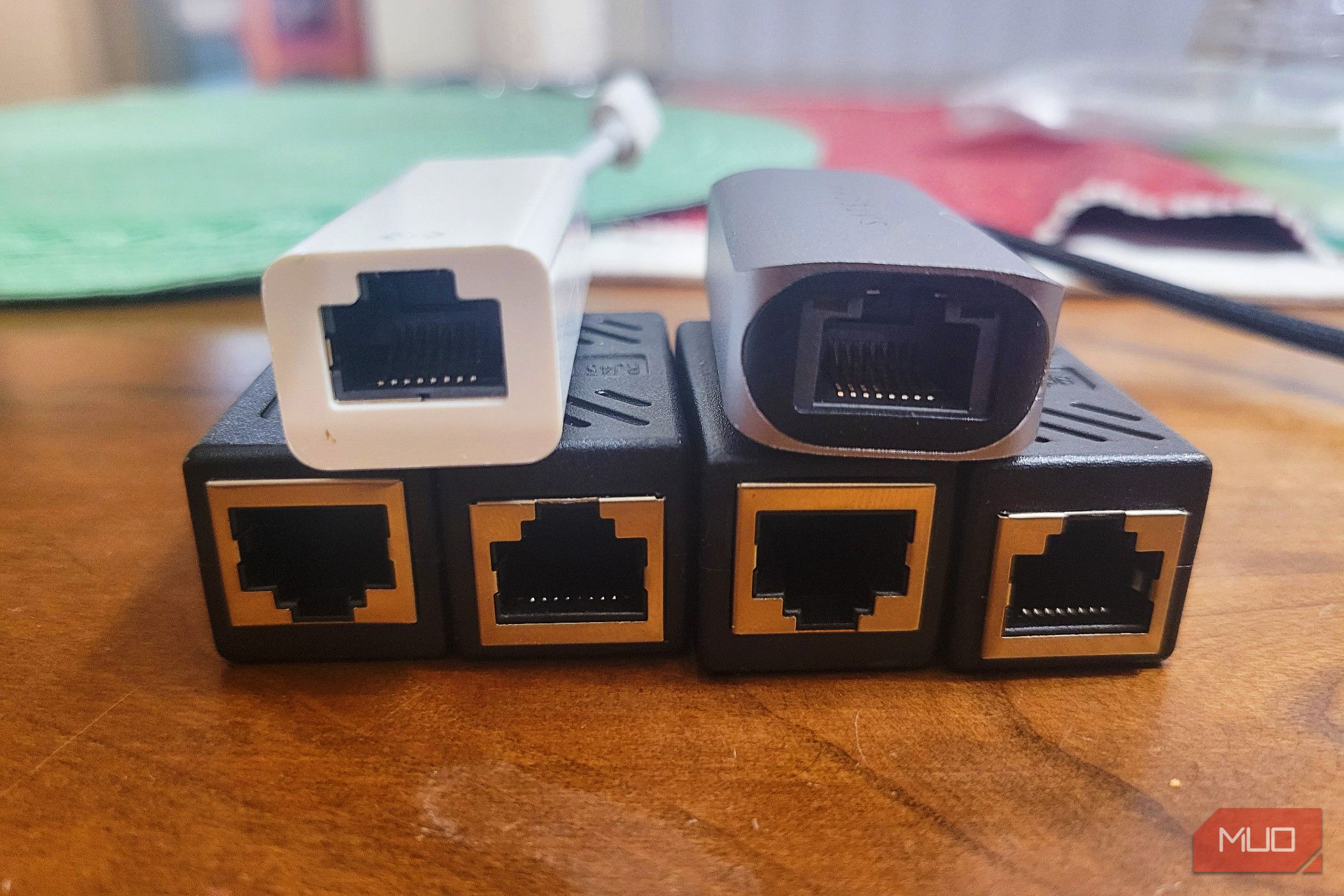 A bunch of Ethernet adapters huddled together