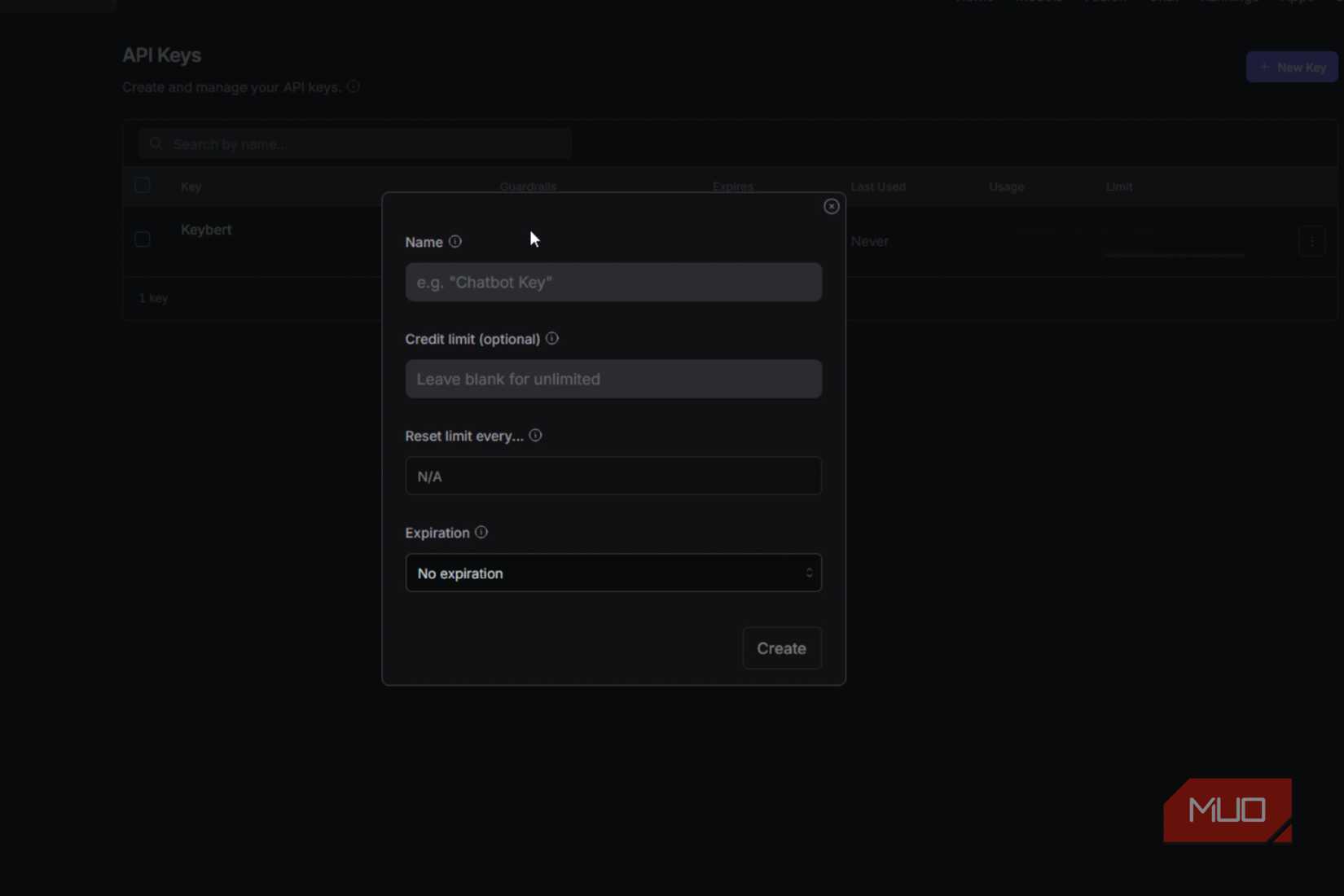 A key in OpenRouter In use.
