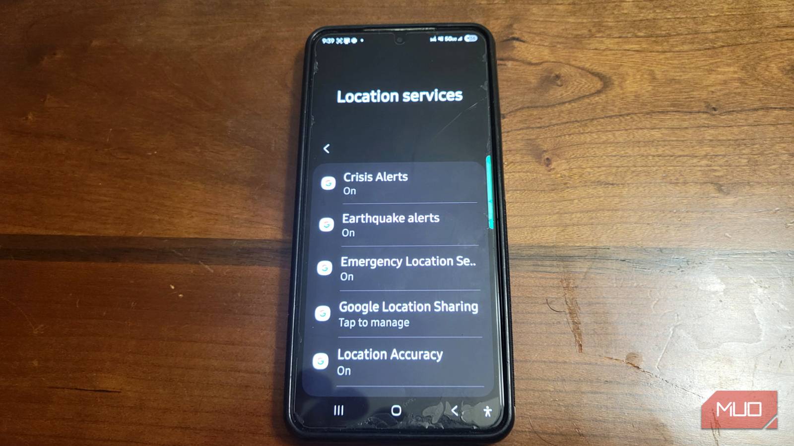 A phone with location services on