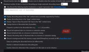 A zoom in on the settings for Auto Tab Discard