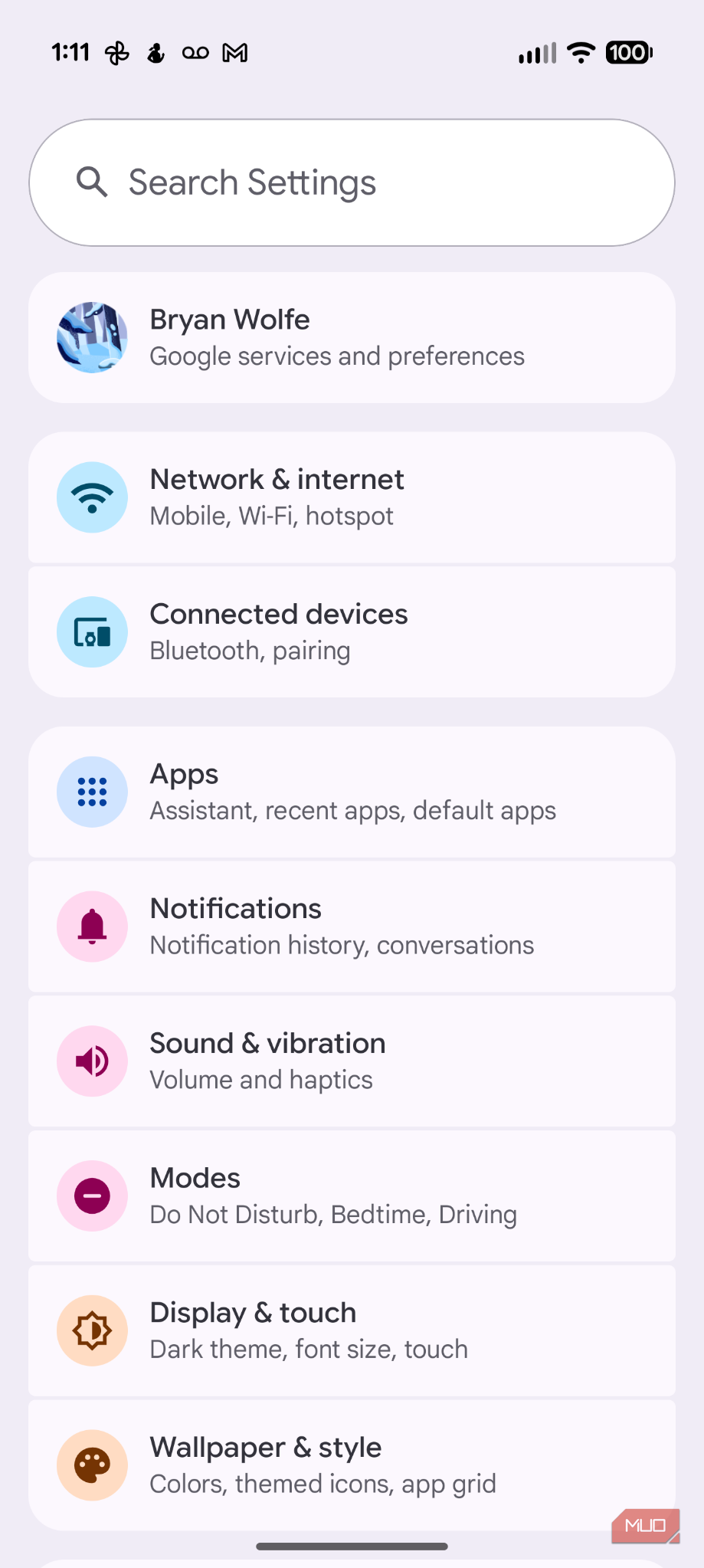 Screenshot of Android Auto settings. 