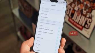 Supported languages in the Translate app on an iPhone Air.