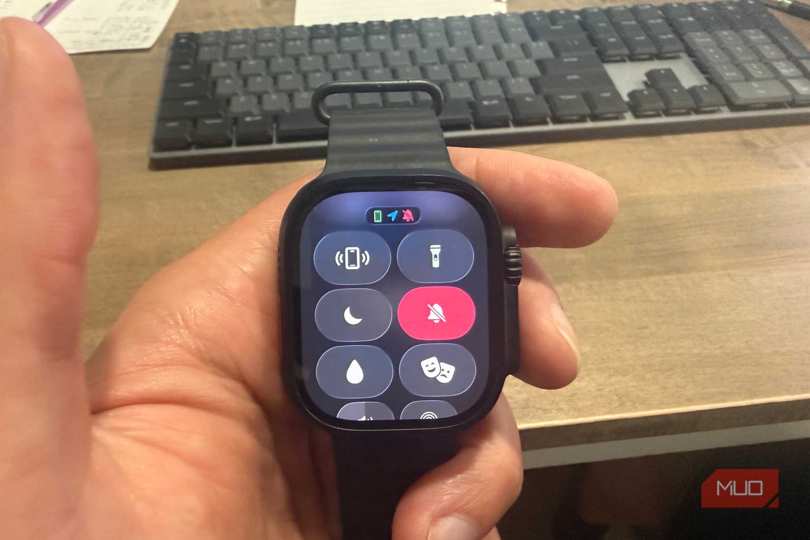 Apple Watch Ultra 3 Control Center held in hand