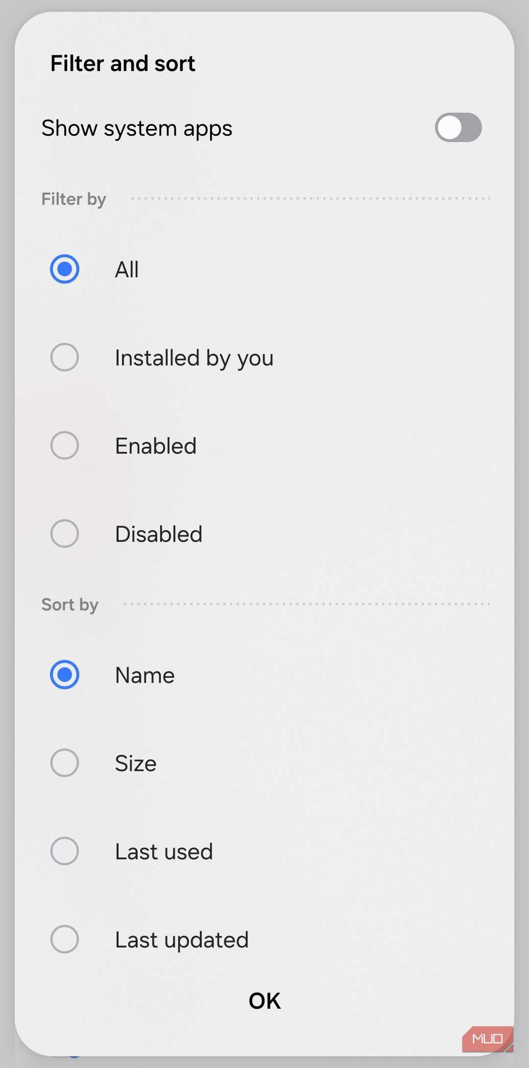 Filter Button On Android I disabled one Android system app and got 6GB back with zero downsides