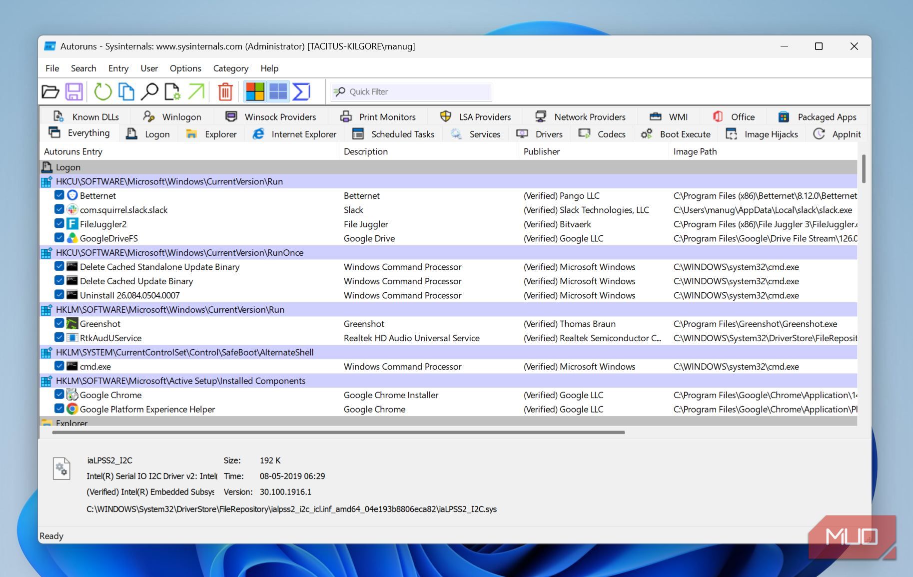 Autoruns utility homepage