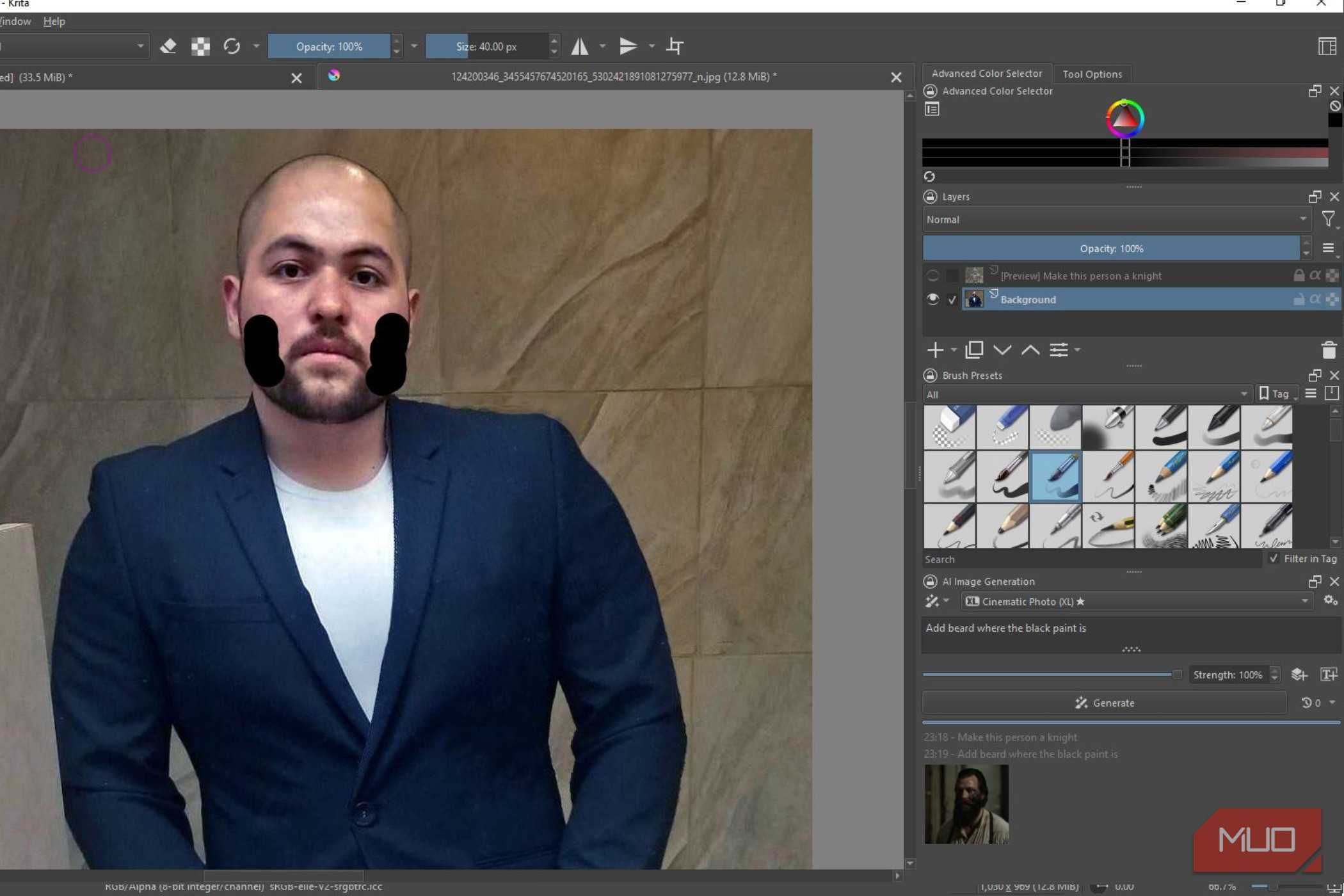 Before the beard man generation on Krita.