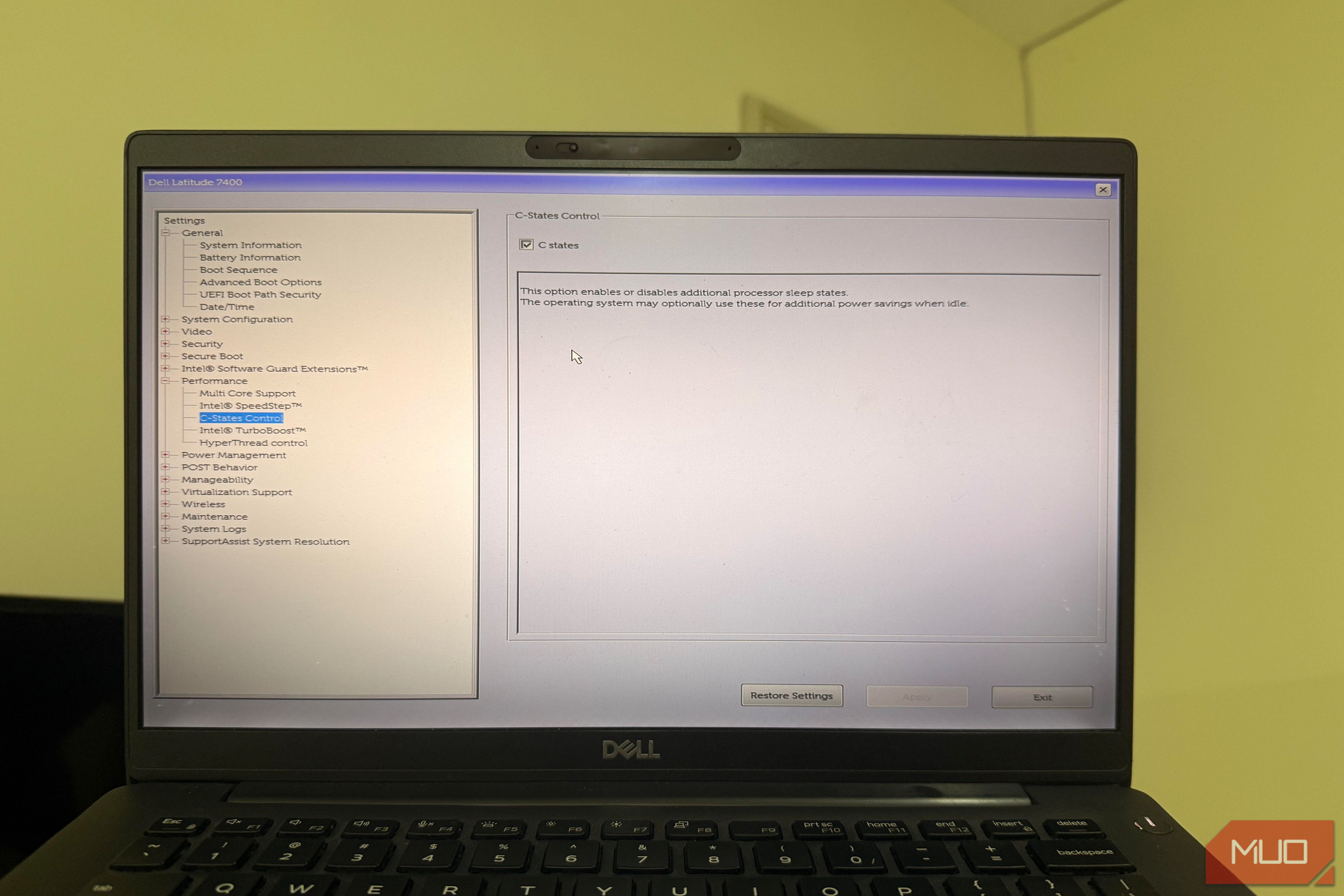 BIOS C state settings