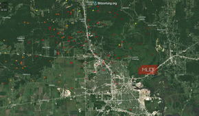 Blitzortung live map with real time lightning strikes over Beaumont