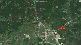 Blitzortung live map with real time lightning strikes over Beaumont