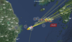 Blitzortung real time map with lightning strike counts China and Taiwan