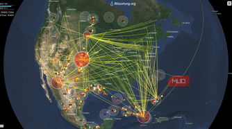 Blitzortung live global map showing lightning strikes and stations