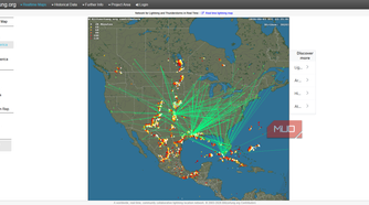 Blitzortung static lightning map showing station connectors