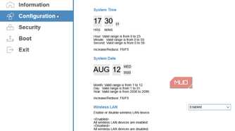 Boot information showing System Time.