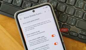 Brave browser ad blocker option in a Samsung Galaxy Z Flip 6