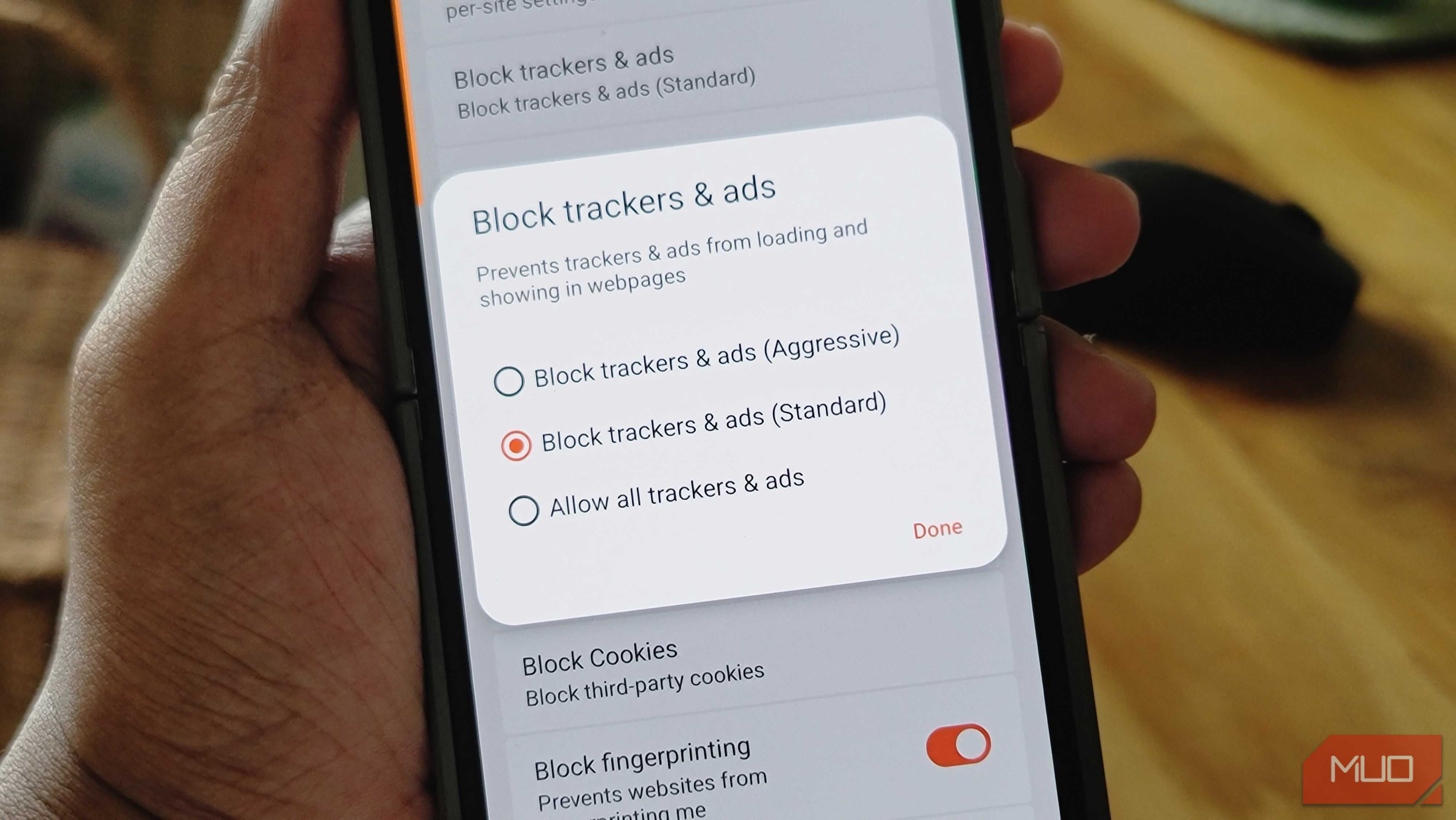Brave browser ad blokcer options