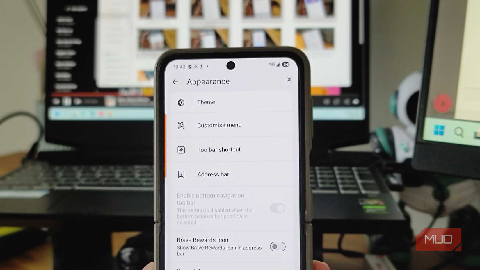 Brave browser apperance settings on Android