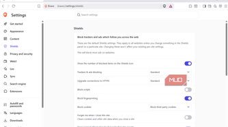 Brave Shields settings page